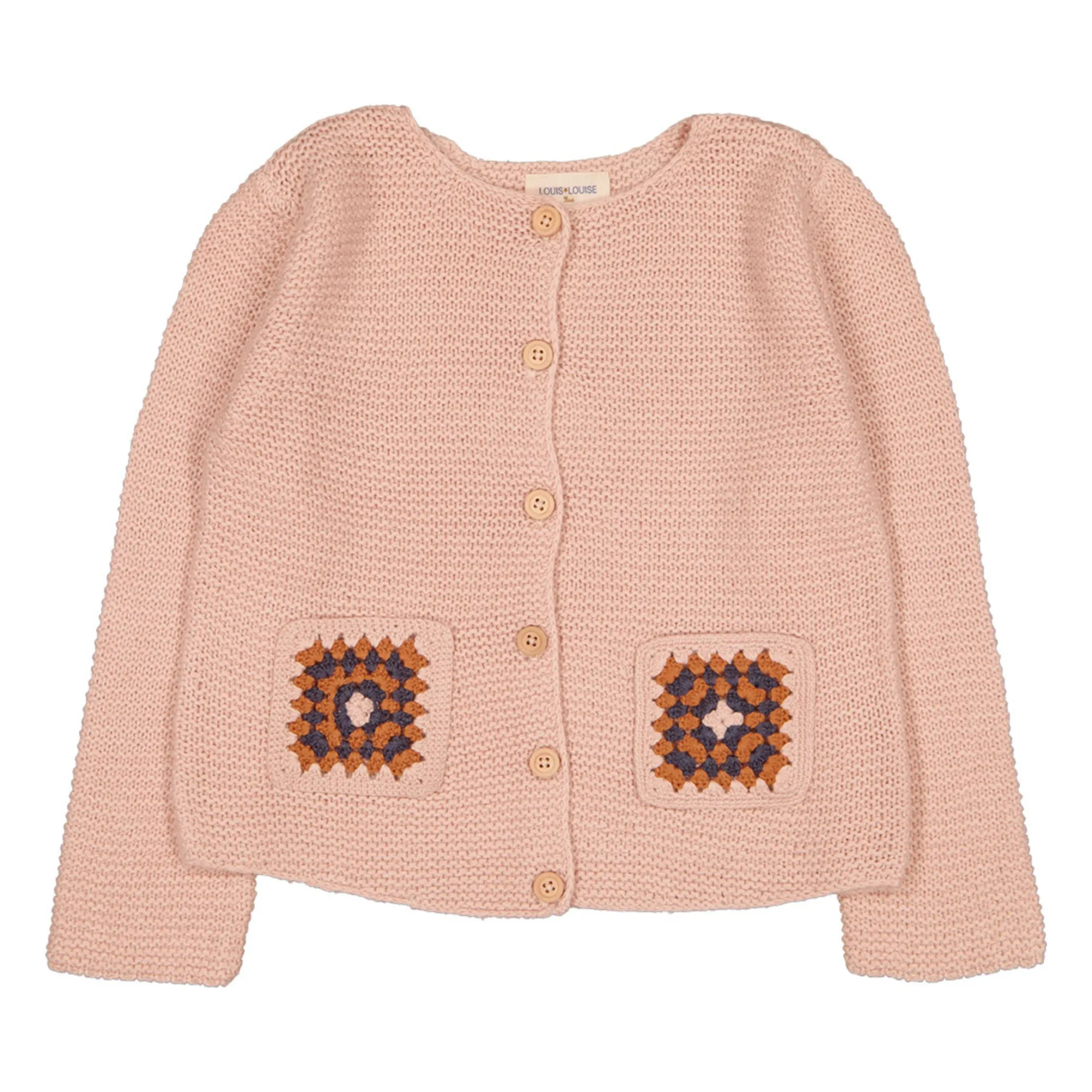 Louis Louise Pale Pink Cathy Cotton And Wool Cardigan