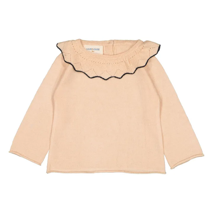Pull Coton et Laine Collerette Ambroisine | Ecru- Image produit n°0