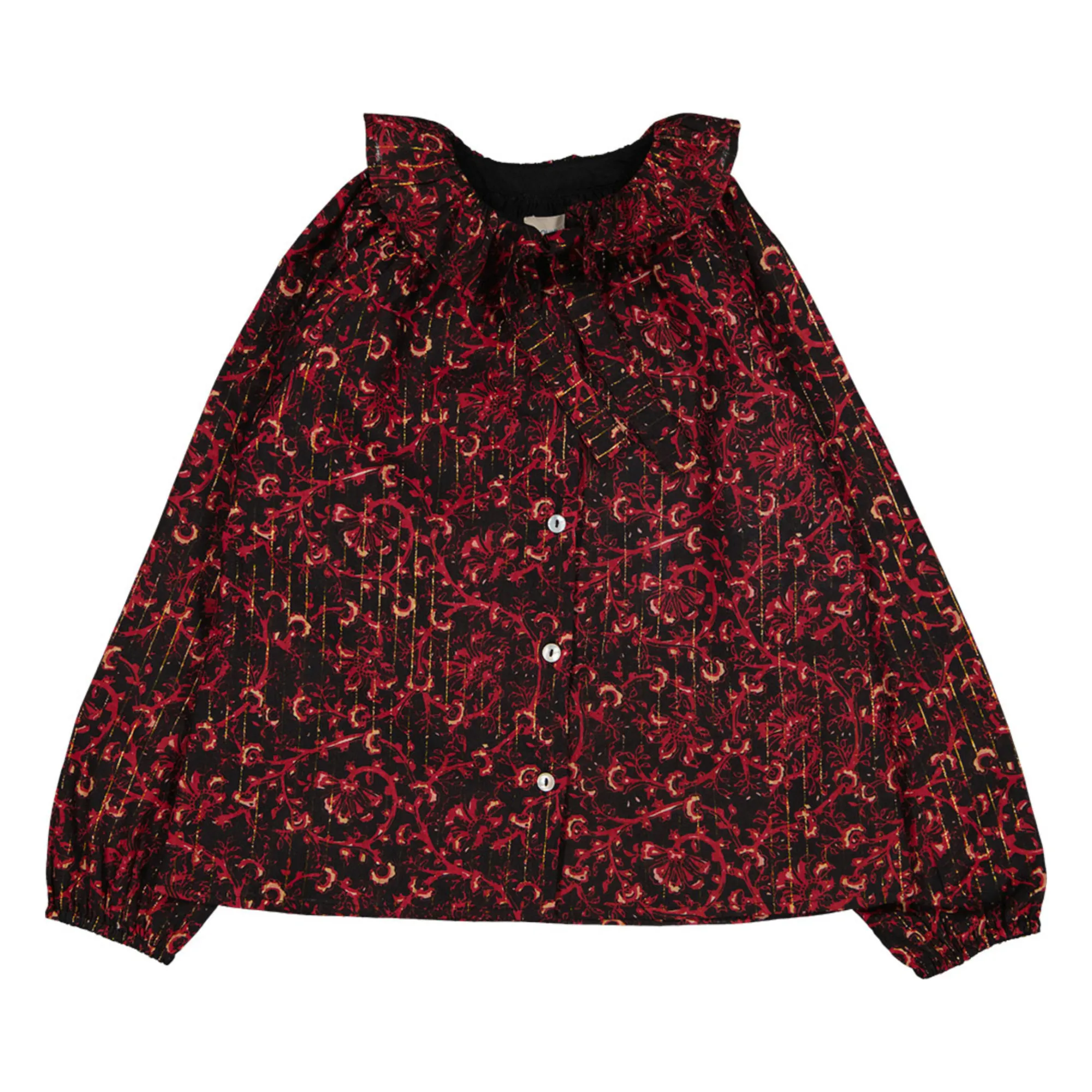 Louis Louise Black Angele Floral Sparkly Blouse