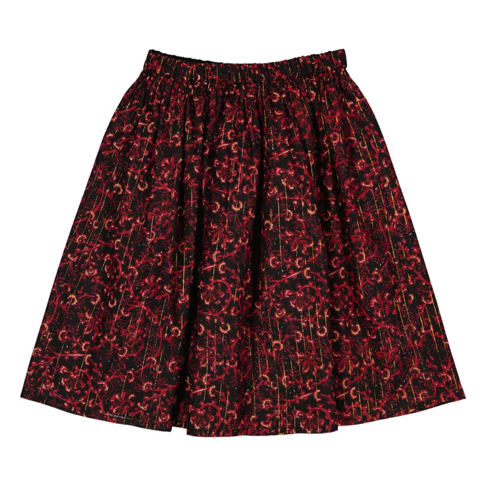 Louis Louise Black Marie-Hélène Sparkly Floral Midi Skirt