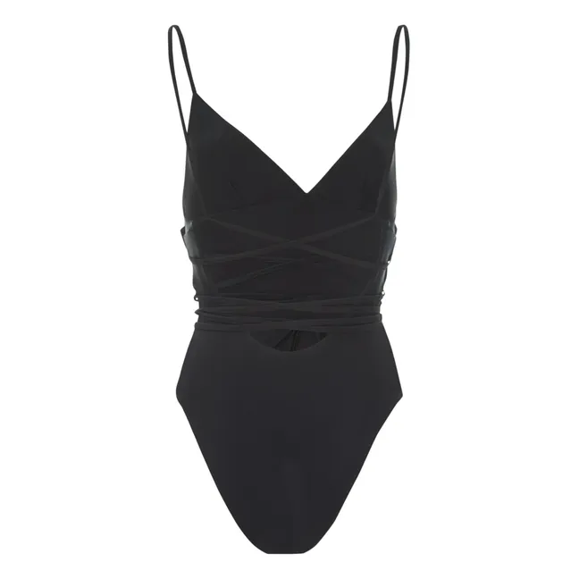 Plunge Wrap Swimsuit | Black