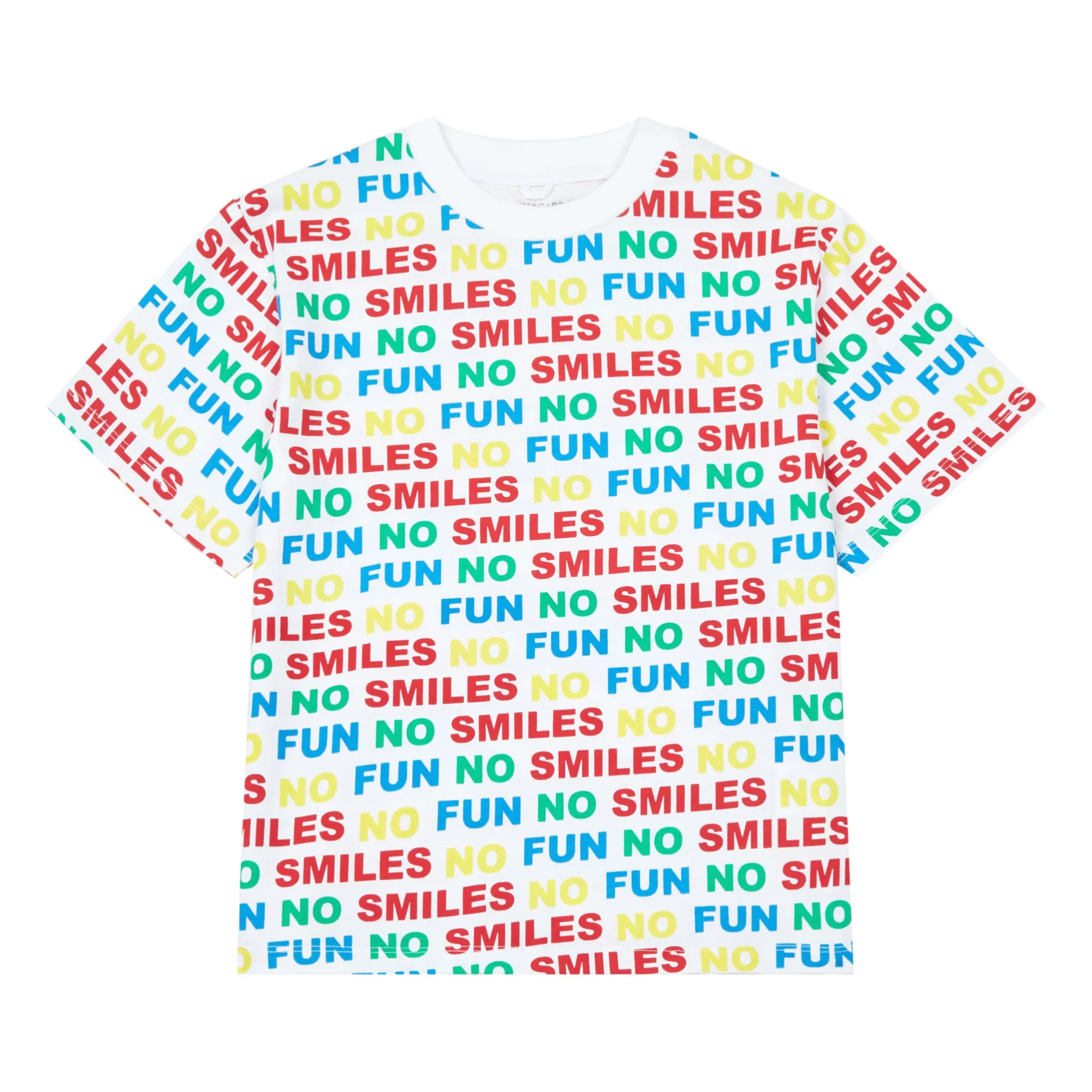 Stella Mccartney Kids White No Smiles Organic Cotton Oversize T-Shirt