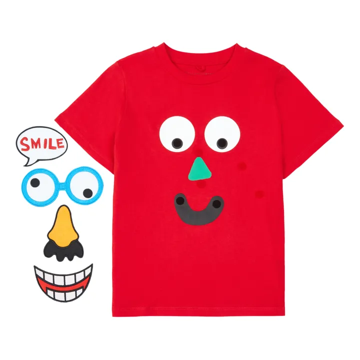 T-Shirt Gesicht Bio-Baumwolle | Rot- Produktbild Nr. 0