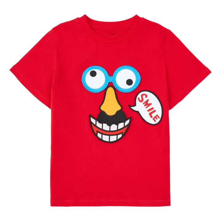 T-Shirt Gesicht Bio-Baumwolle | Rot- Produktbild Nr. 1