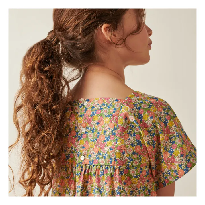 Kleid Bio-Baumwolle Liberty Exclusif Paysanne | Rosa- Produktbild Nr. 1