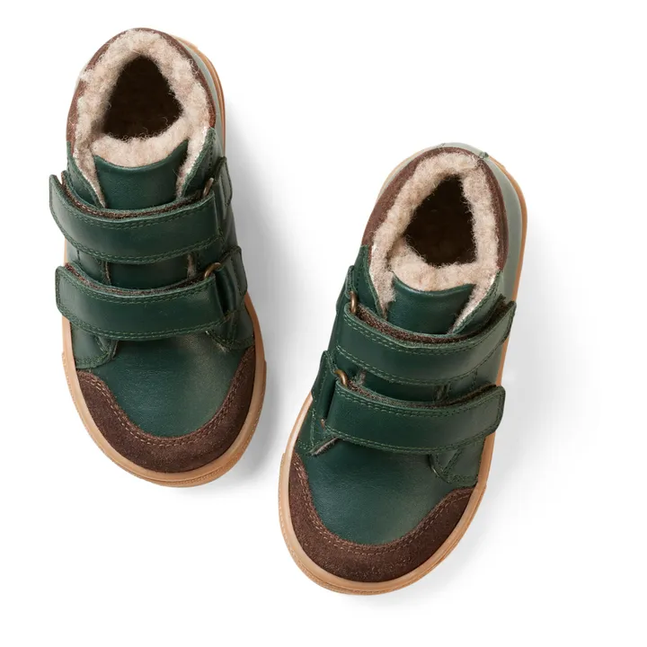 Toasty Fleece Lined Velcro Sneakers | Dark green- Product image n°1