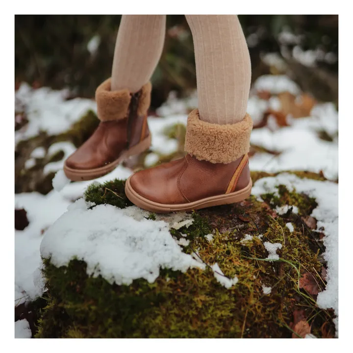 Winter Shearling Lined Chubby Boots | Brown- Product image n°1