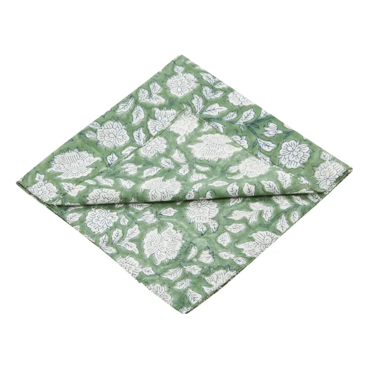 Gaya Cotton Napkins - Set of 4 | Green- Product image n°0