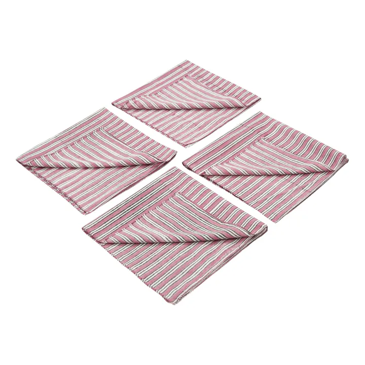 Dhule Cotton Napkins - Set of 4 | Pink- Product image n°1