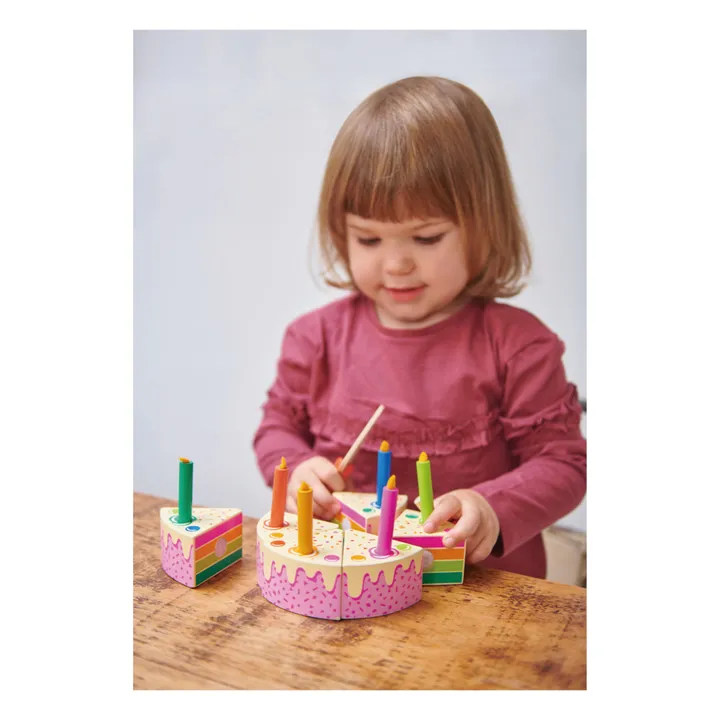 Tarta de cumpleaños de madera arco iris- Imagen del producto n°1