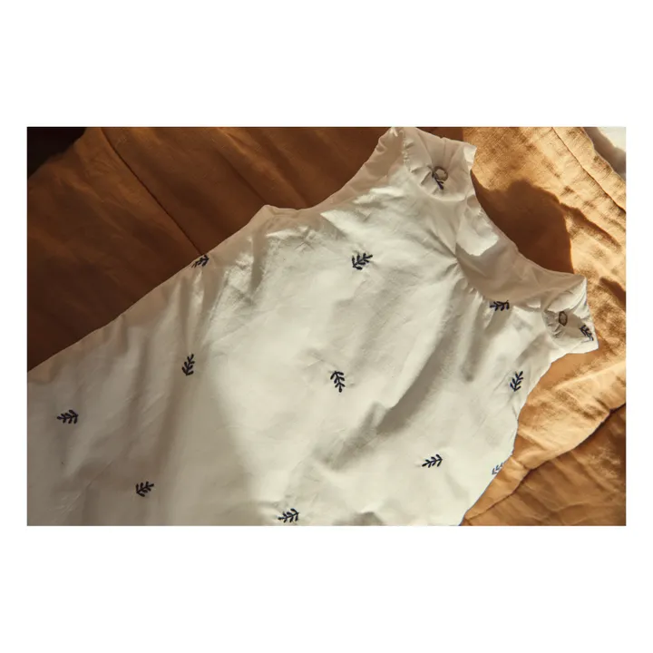 Embroidered Leaf Organic Cotton Baby Sleeping Bag | White- Product image n°2
