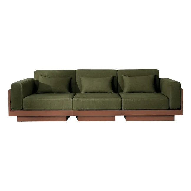 Canapé 3 places Georges le Confortable avec accoudoirs | Vert kaki