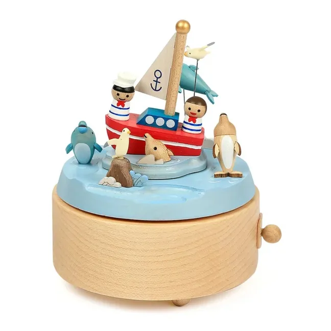 Caja de música de madera Delfines