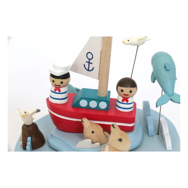 Caja de música de madera Delfines