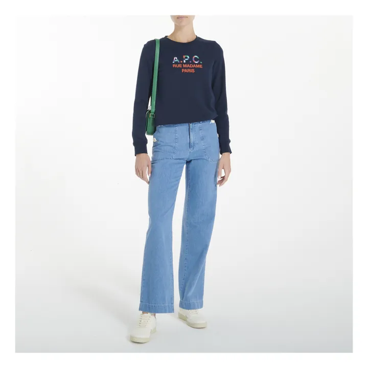 Achille F Organic Cotton Sweatshirt | Navy blue- Product image n°1
