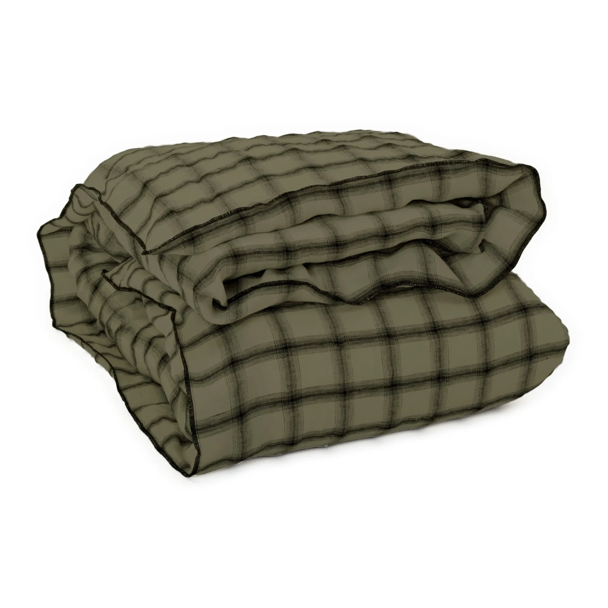 Le Monde Sauvage Khaki Highland Washed Linen Duvet Cover
