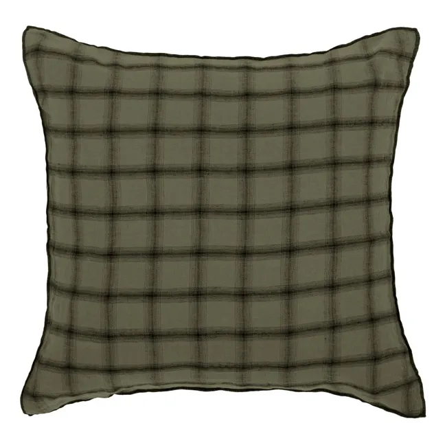 Funda de almohada de lino lavado Highlands | Verde Kaki