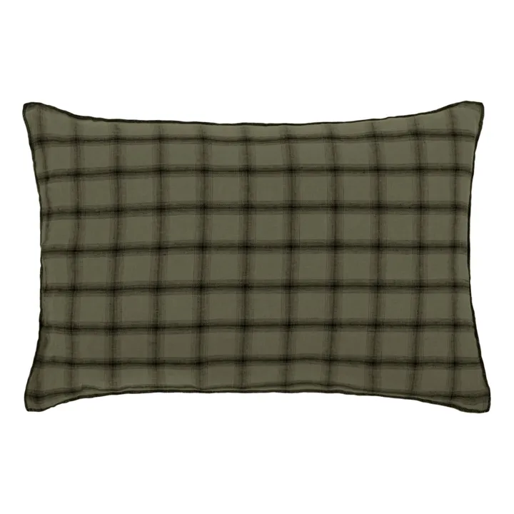 Federa da guanciale, modello: Highlands, in lino lavato | Verde militare- Immagine del prodotto n°2