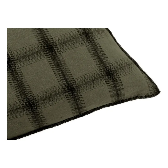 Funda de almohada de lino lavado Highlands | Verde Kaki