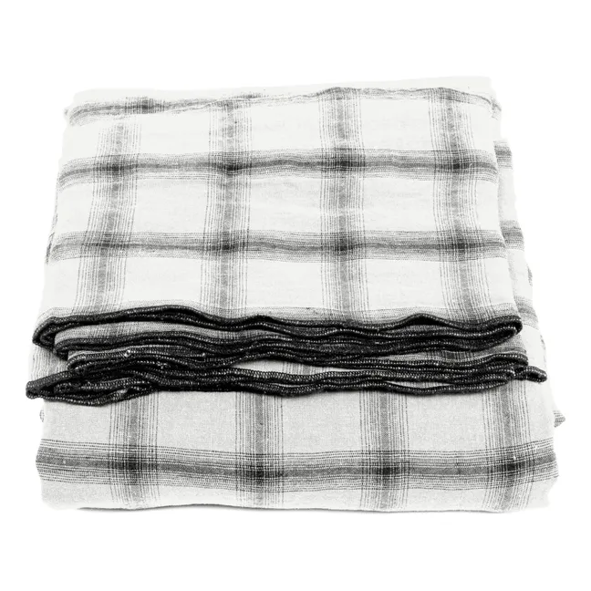Nappe Highlands à carreaux en lin lavé | Blanc