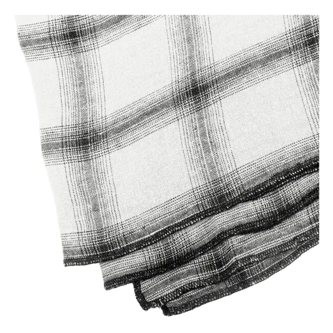 Nappe Highlands à carreaux en lin lavé | Blanc