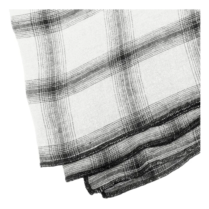 Nappe Highlands à carreaux en lin lavé | Blanc- Image produit n°1