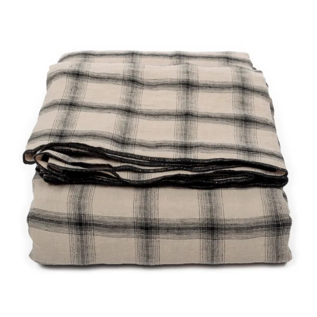 Nappe Highlands à carreaux en lin lavé | Beige rosé