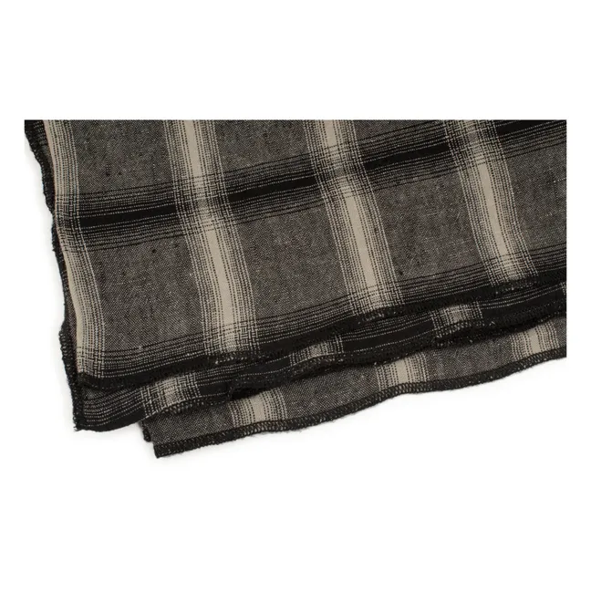 Mantel a cuadros de lino lavado Highlands | Gris Oscuro