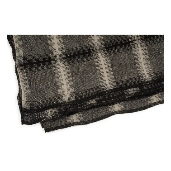 Highlands Checked Washed Linen Tablecloth | Dark grey- Product image n°1