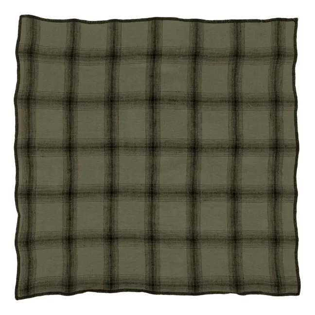 Serviettes de table Highlands en lin lavé - Set de 4 | Vert kaki