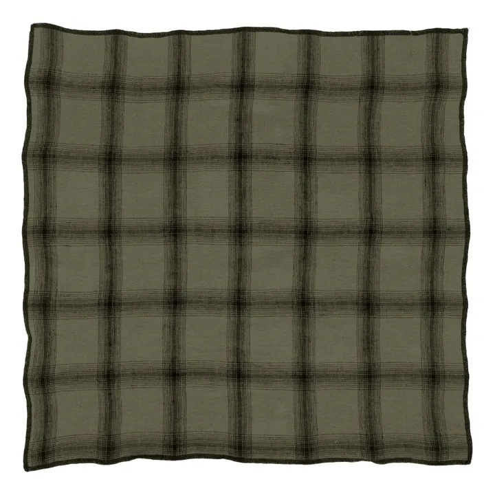 Serviettes de table Highlands en lin lavé - Set de 4 | Vert kaki- Image produit n°1