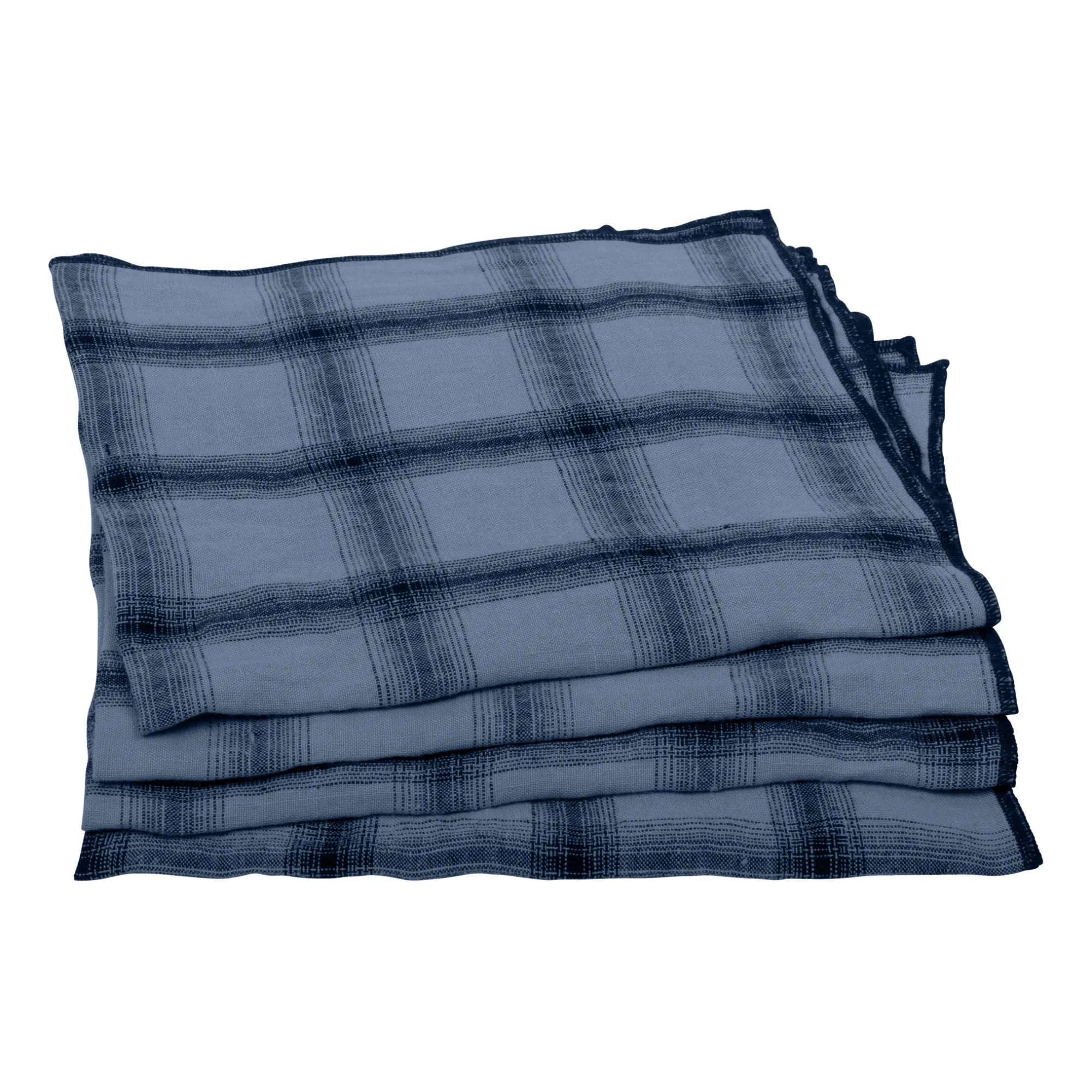 Le Monde Sauvage Midnight Blue Highlands Washed Linen Napkins - Set Of 4