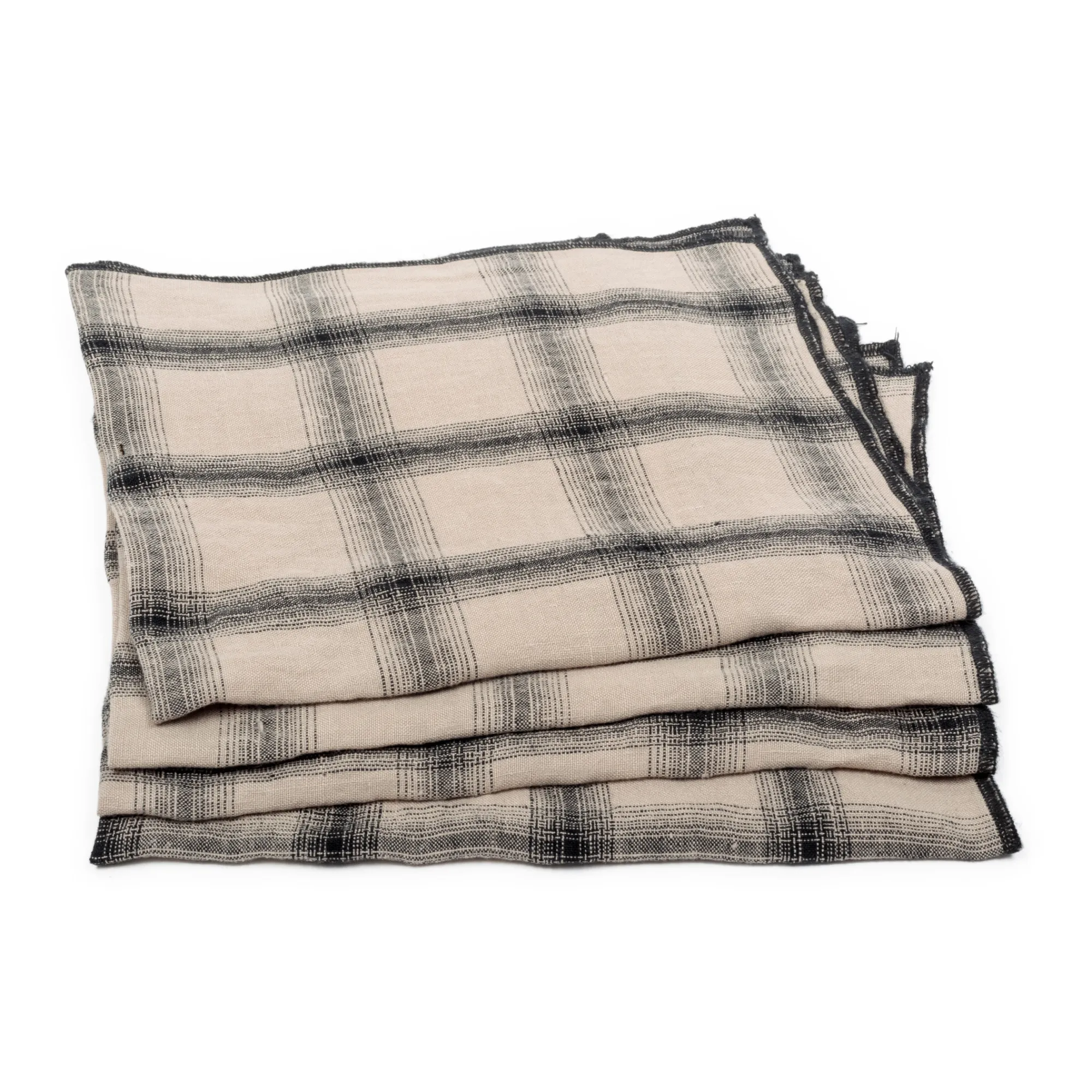 Le Monde Sauvage Beige Pink Highlands Washed Linen Napkins - Set Of 4