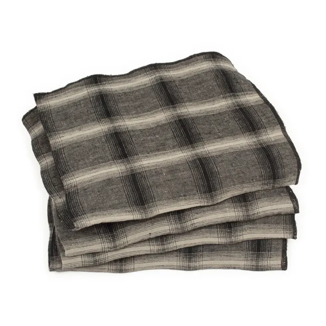 Serviette Highlands aus gewaschenem Leinen - 4er-Pack | Dunkelgrau