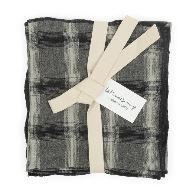 Serviette Highlands aus gewaschenem Leinen - 4er-Pack | Dunkelgrau