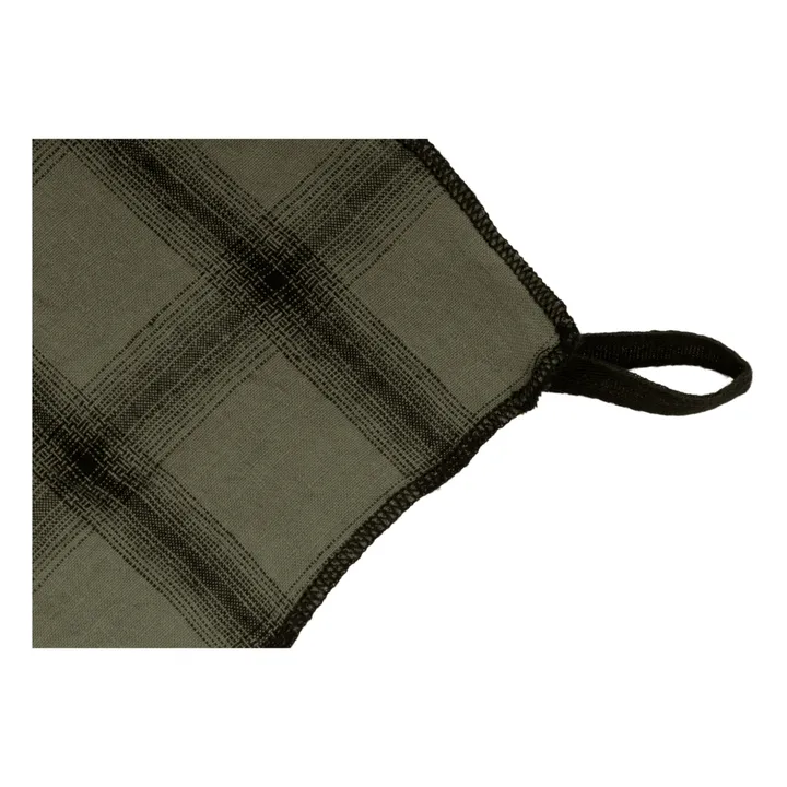 Highlands Checked Washed Linen Tea Towel  | Khaki- Product image n°2