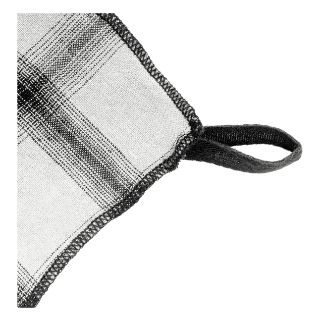 Highlands Checked Washed Linen Tea Towel | White