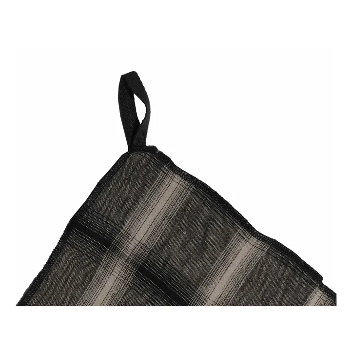 Torchon Highlands à carreaux en lin lavé | Gris foncé- Image produit n°2
