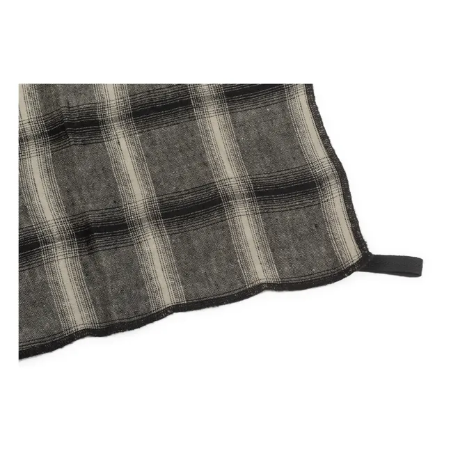 Strofinaccio, modello: Highlands, a scacchi, in lino lavato | Grigio scuro