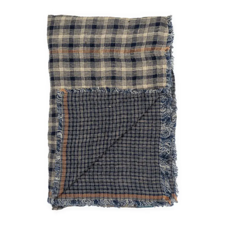 Inverness Waffle Linen Blanket | Navy blue- Product image n°1