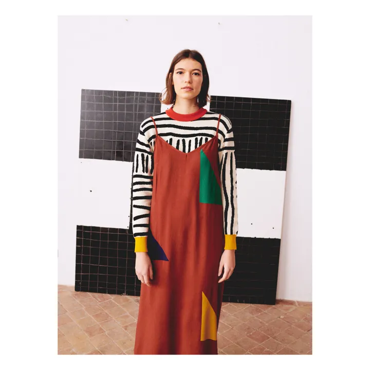 Kleid mit Trägern Viskose Ecovero - Damenkollektion  | Rostfarben- Produktbild Nr. 1