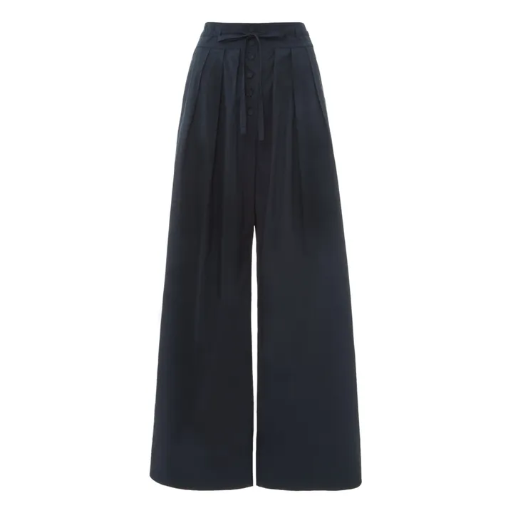 Zada Poplin Trousers | Navy blue- Product image n°0