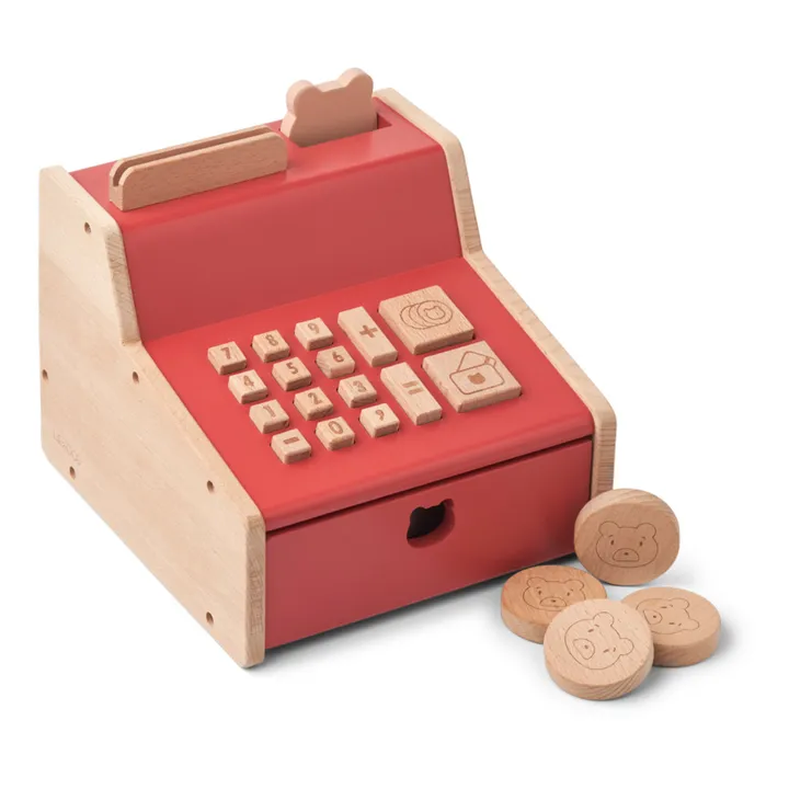 Caisse enregistreuse en bois | Rouge- Image produit n°0