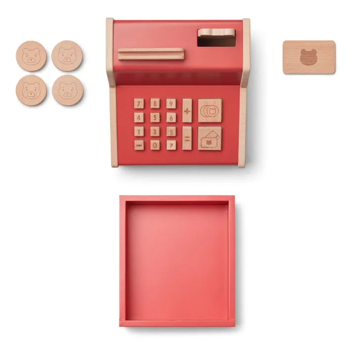 Caisse enregistreuse en bois | Rouge- Image produit n°1