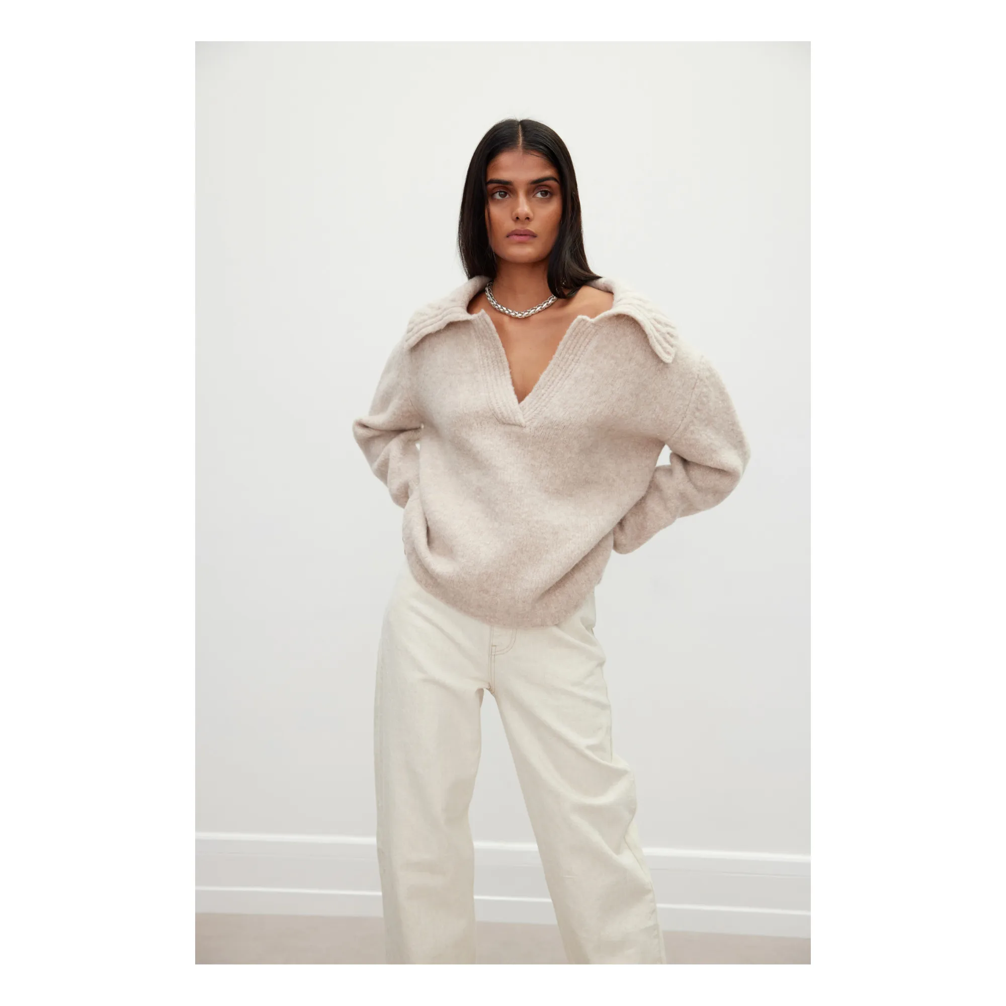 Róhe Women's Beige Reza Polo Neck Jumper