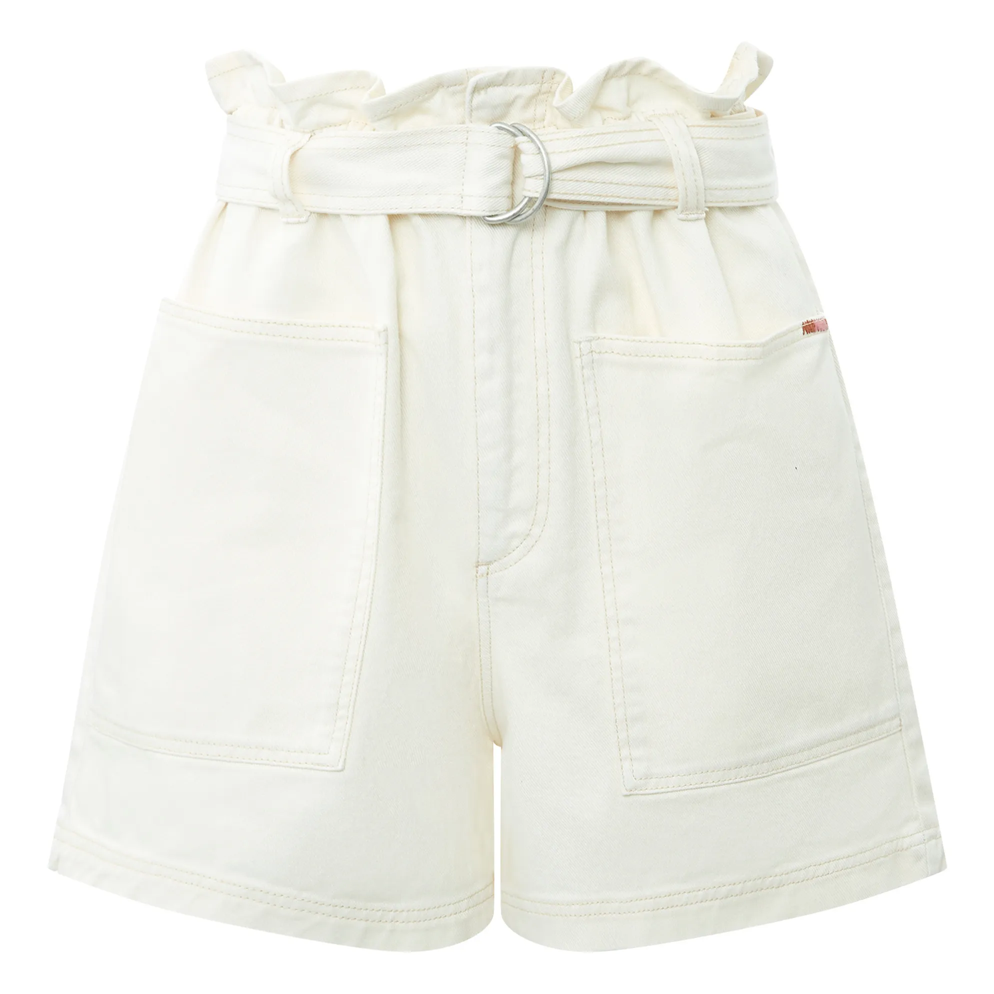 Alma Deia Off White Paper Bag Denim Shorts