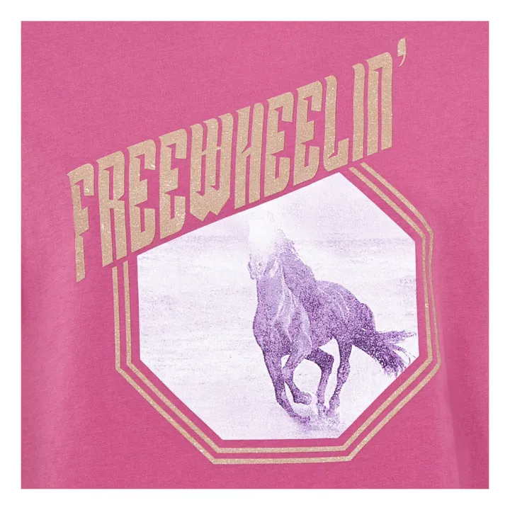 T-Shirt Rosa Stampata Freewheelin - Cotone Organico | Fuscia- Immagine del prodotto n°1