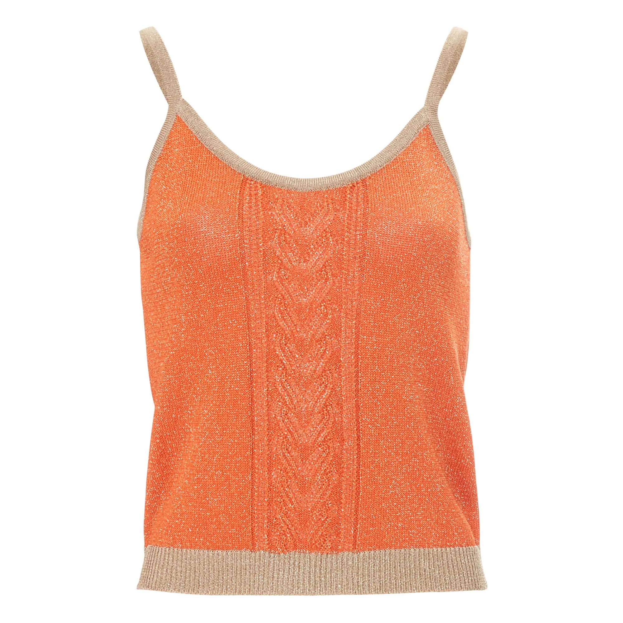 Alma Deia Mandarin Lurex Knit Tank Top