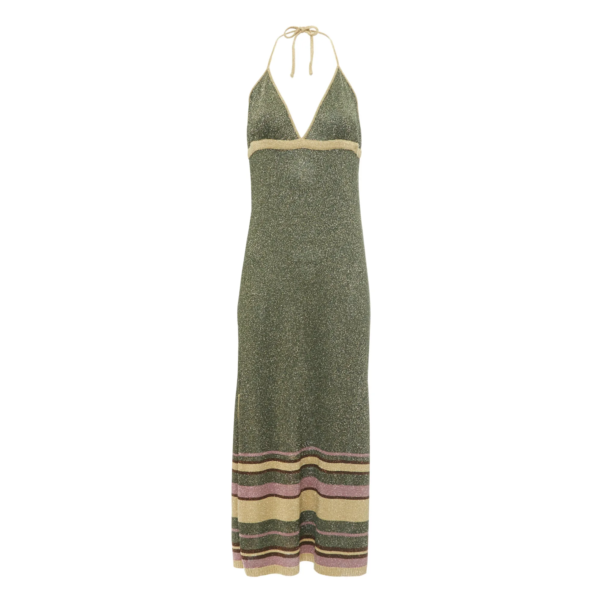 Alma Deia Green Lurex Knit Maxi Dress