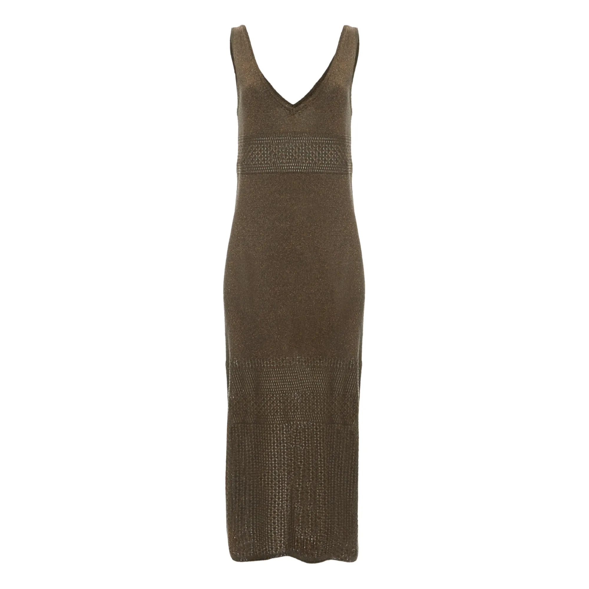 Alma Deia Chocolate Openwork Knit Dress